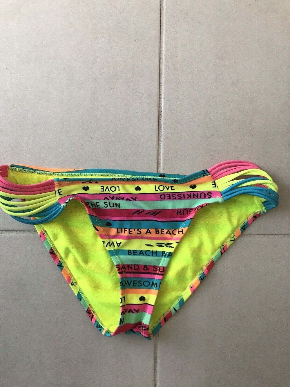 Bongo Bikini Bottom Multicolor Neon Print Swimwear
